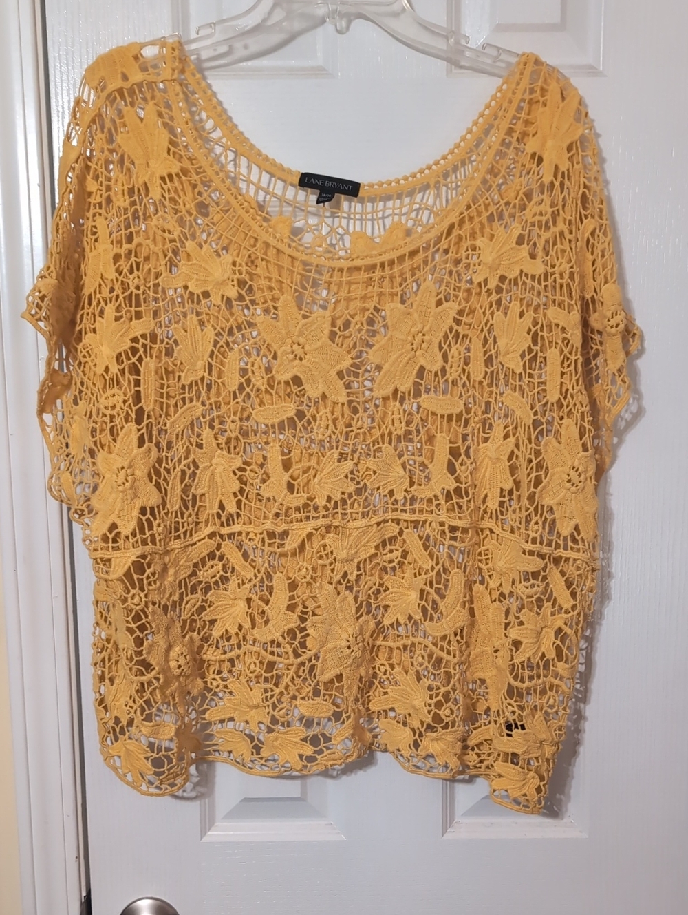 Lane Bryant Mustard Yellow Crochet Lace Tunic Top